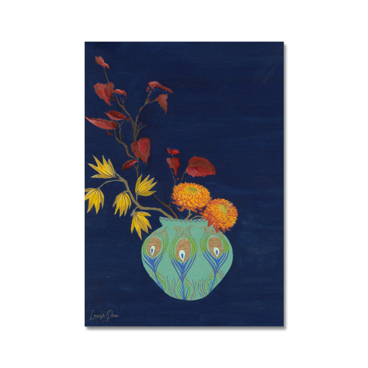 Japanese Ikebana - Flower Arrangement in a Peacock Vase | Fine Art Print