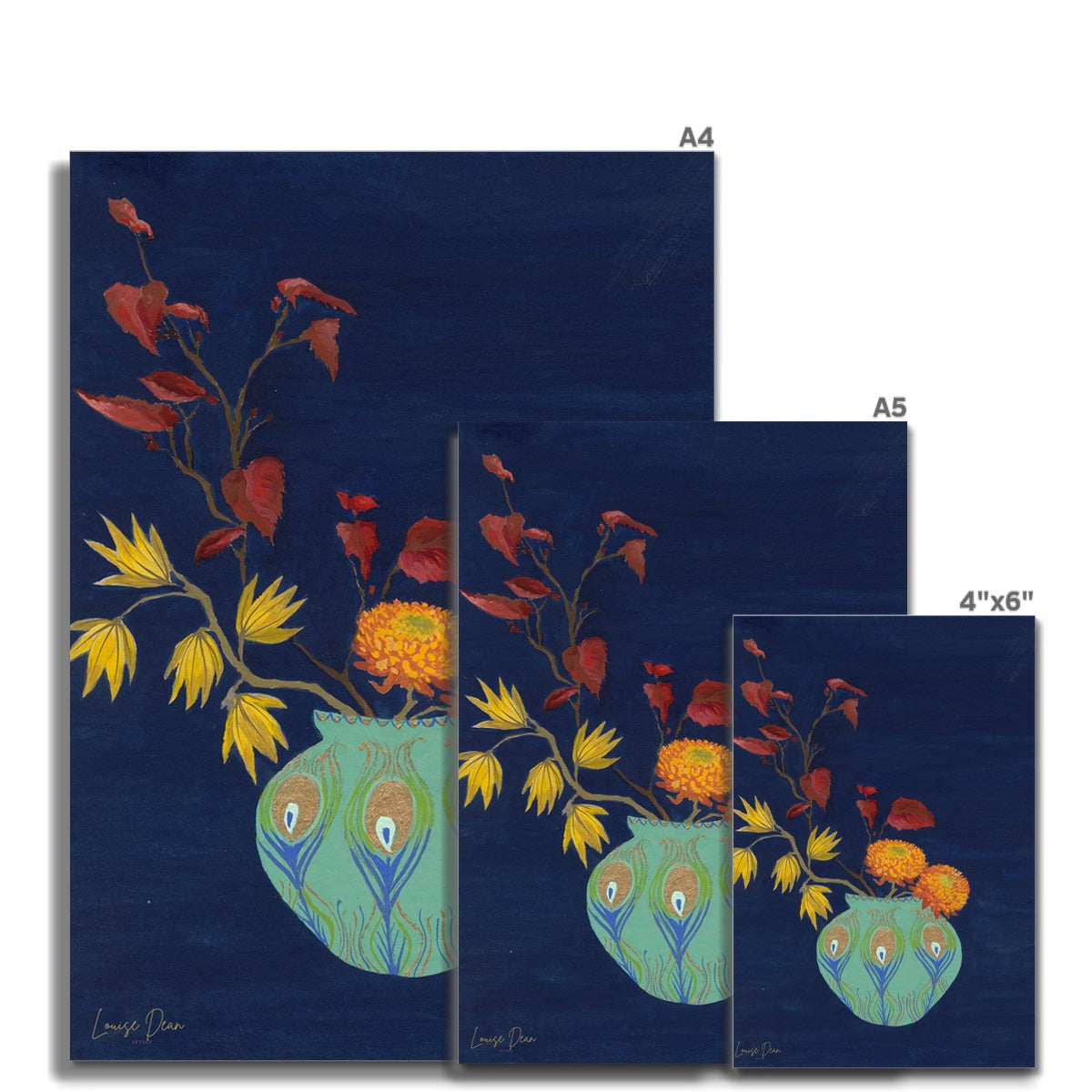Japanese Ikebana - Flower Arrangement in a Peacock Vase | Fine Art Print