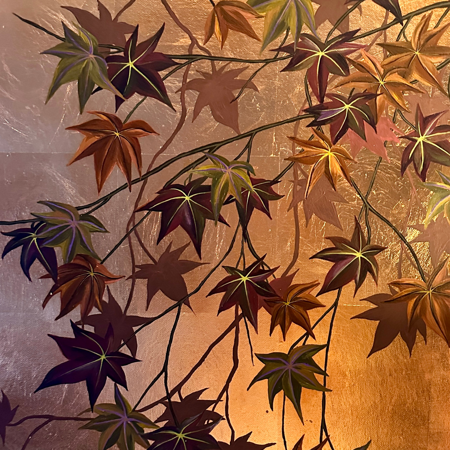 Maple Leaves on Rose-Gold Canvas
