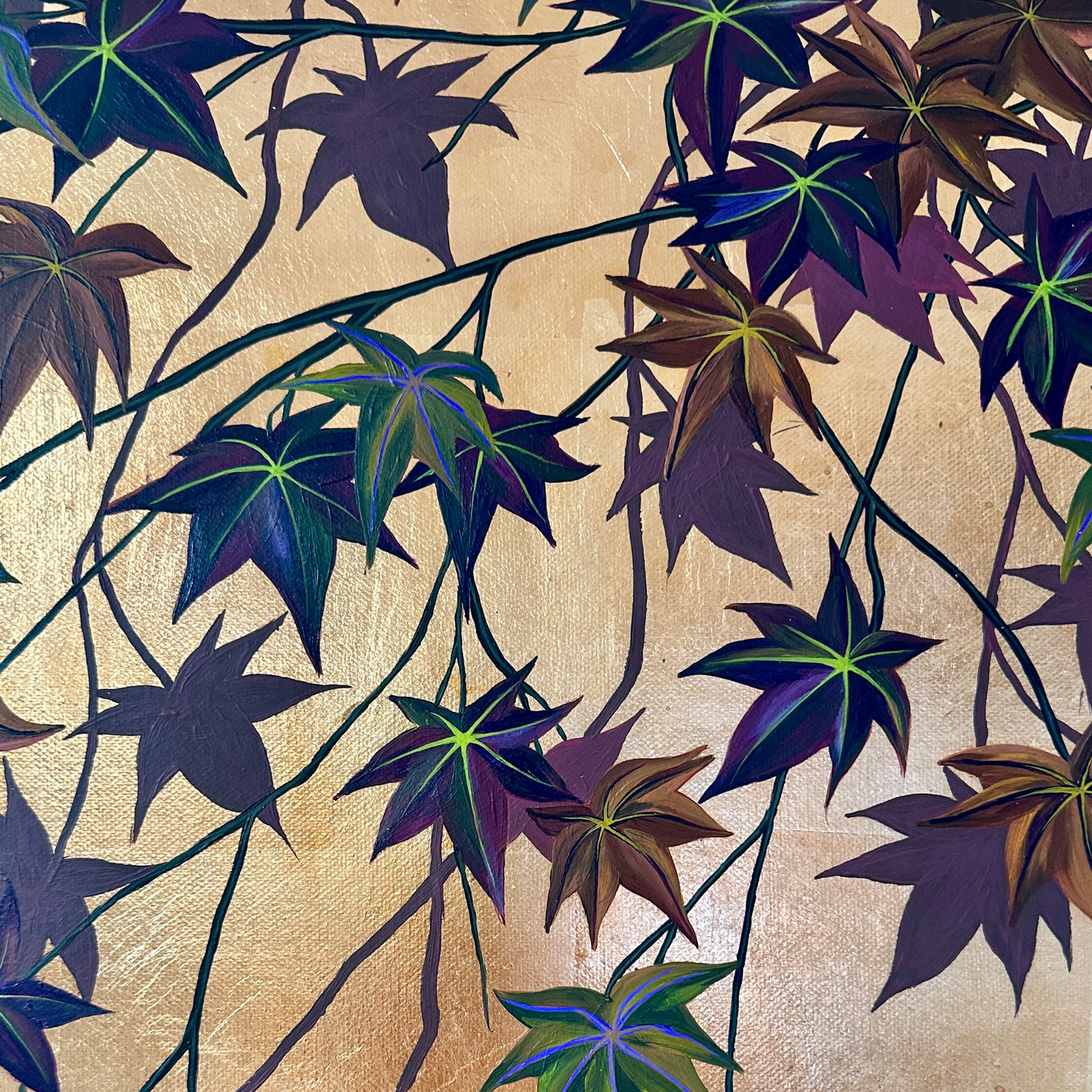 Maple Leaves on Rose-Gold Canvas