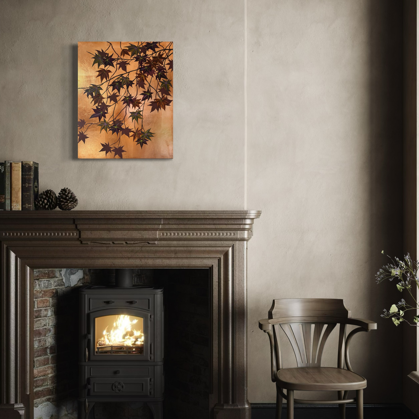 Maple Leaves on Rose-Gold Canvas