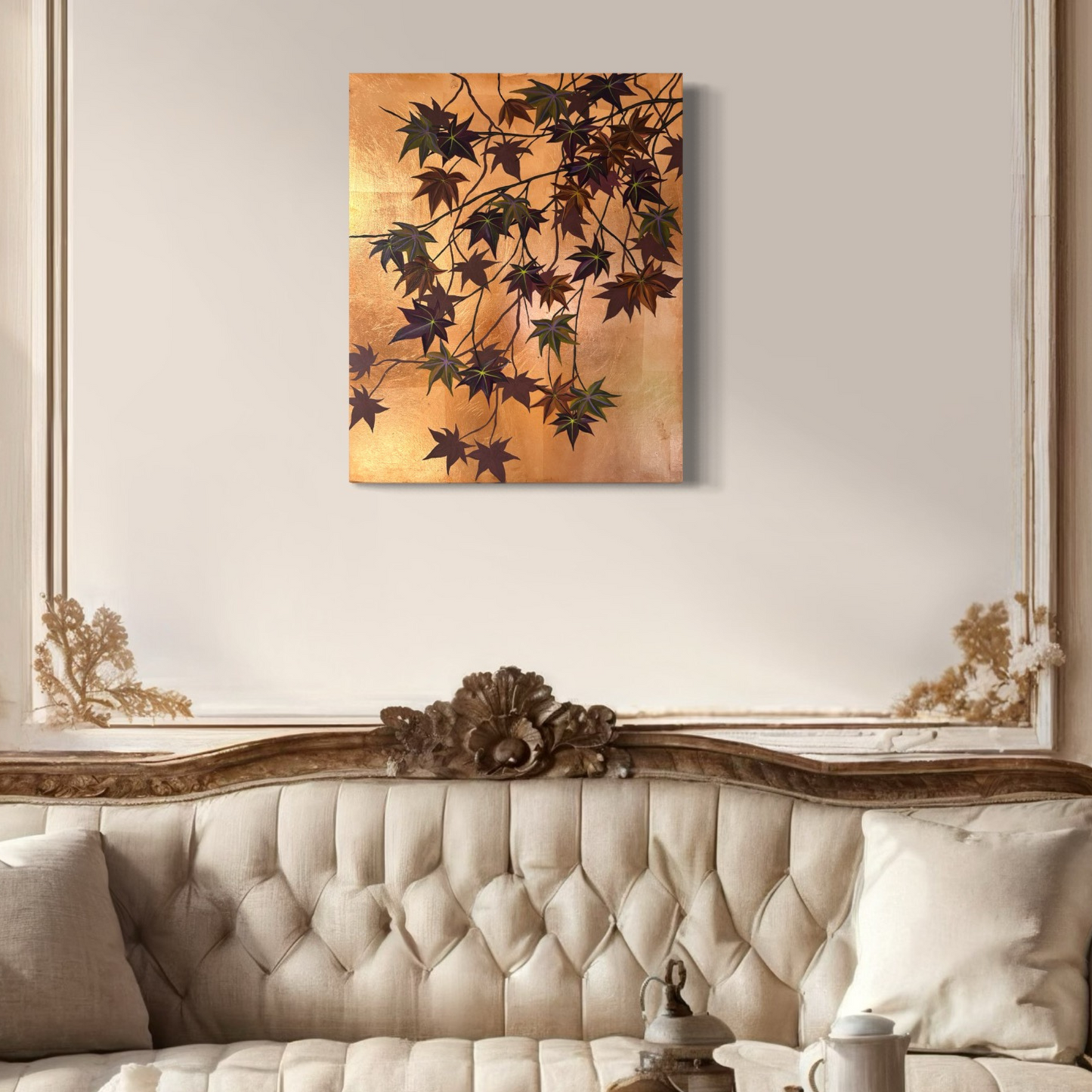 Maple Leaves on Rose-Gold Canvas