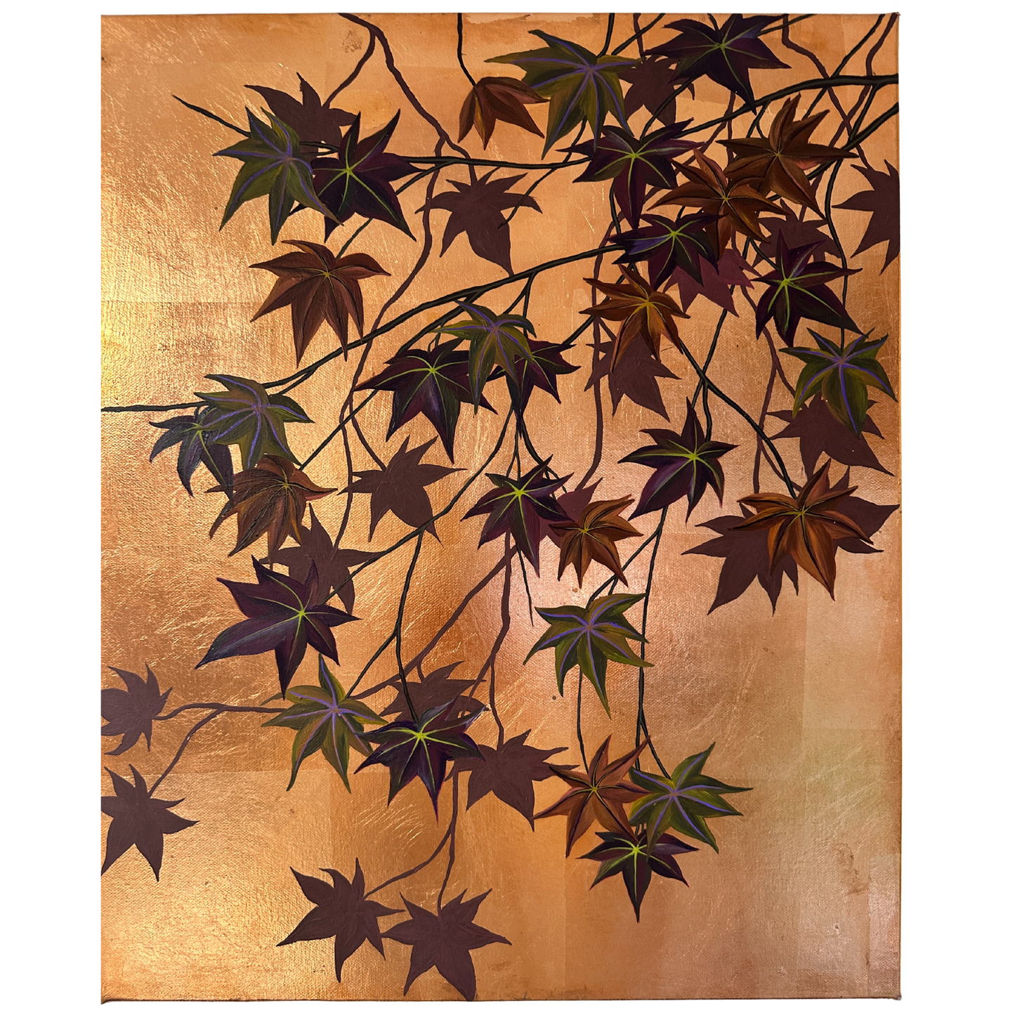 Maple Leaves on Rose-Gold Canvas