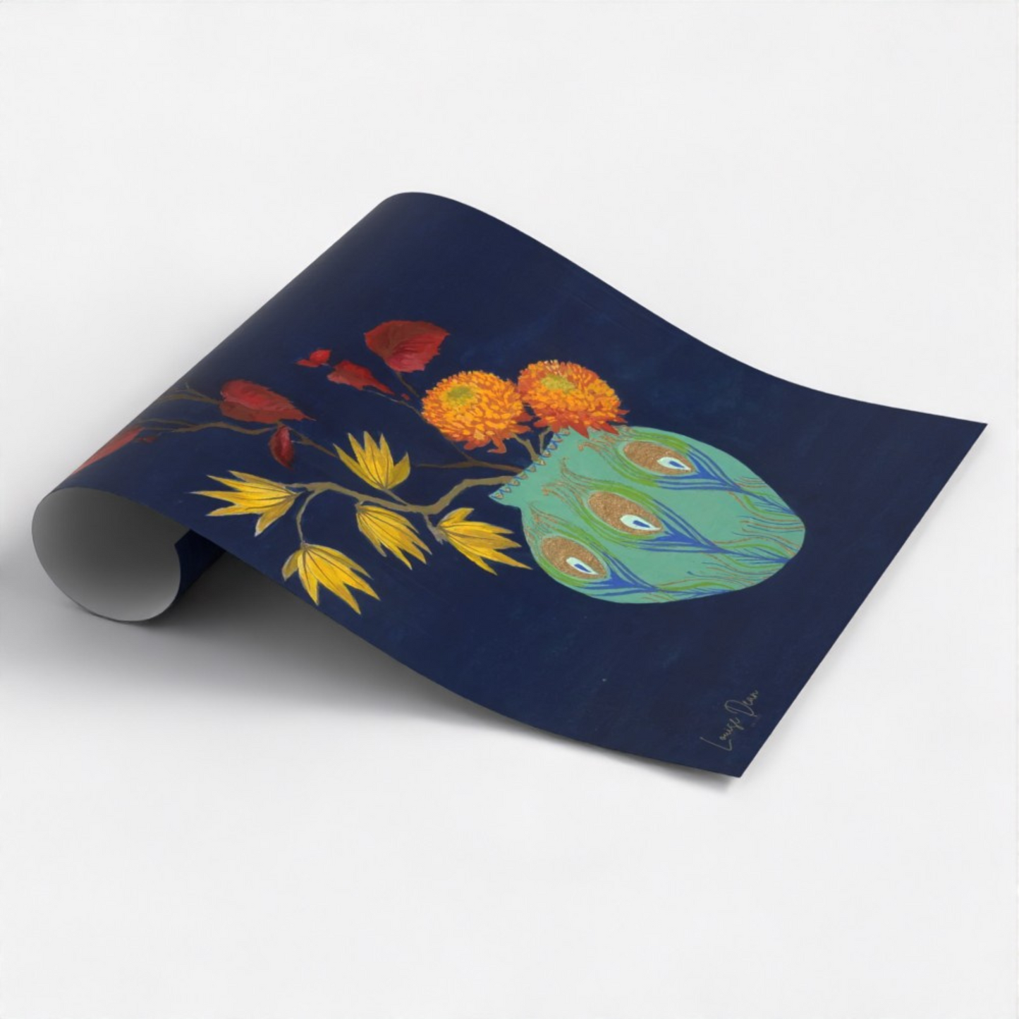 Japanese Ikebana - Flower Arrangement in a Peacock Vase | Fine Art Print