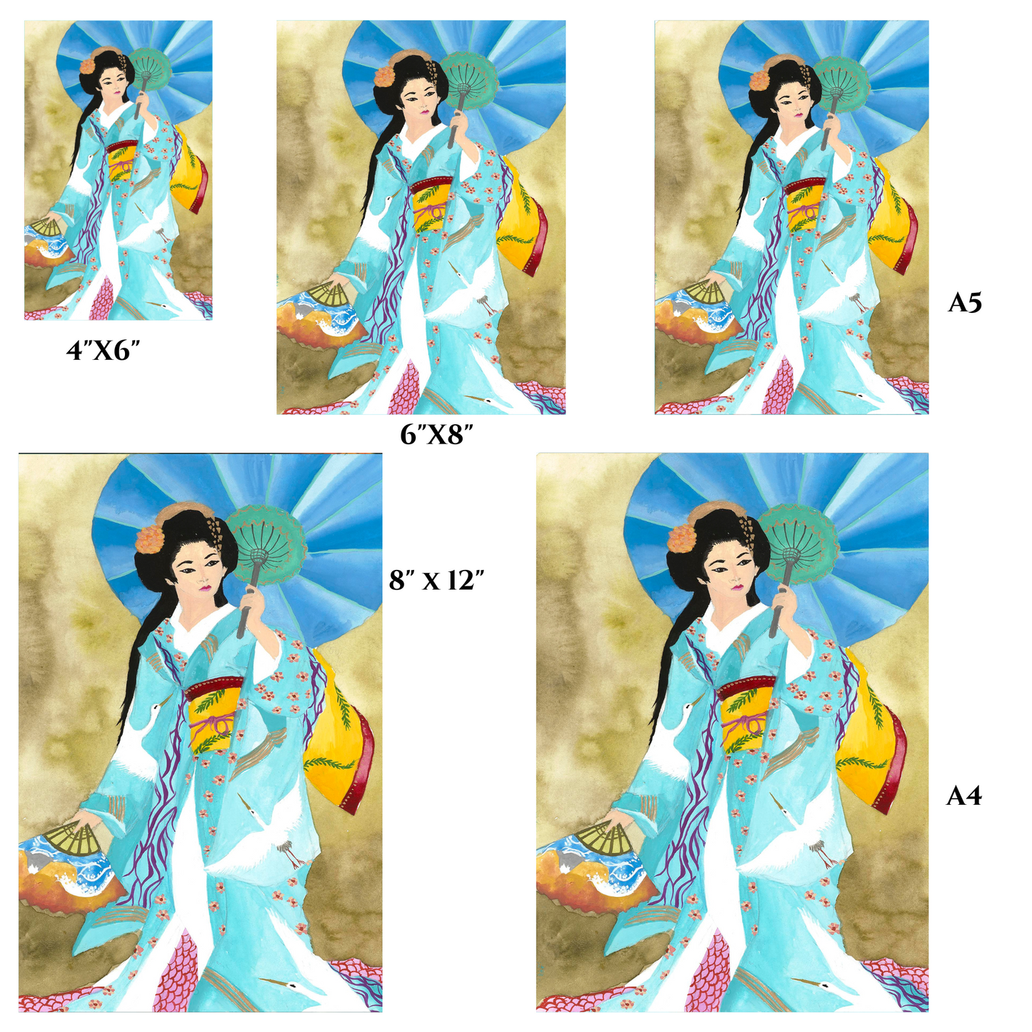 Kimono - Japanese Geisha with a parasol | Fine Art Print
