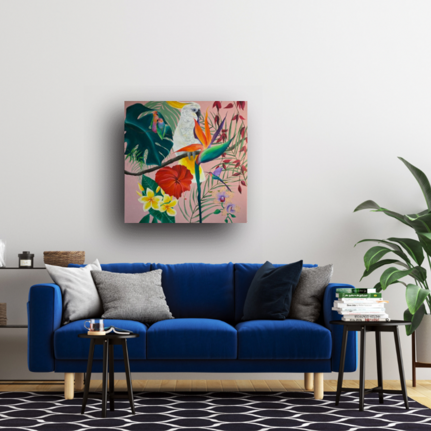 Pink Party | Original Tropical Jungle Painting with Cockatoo