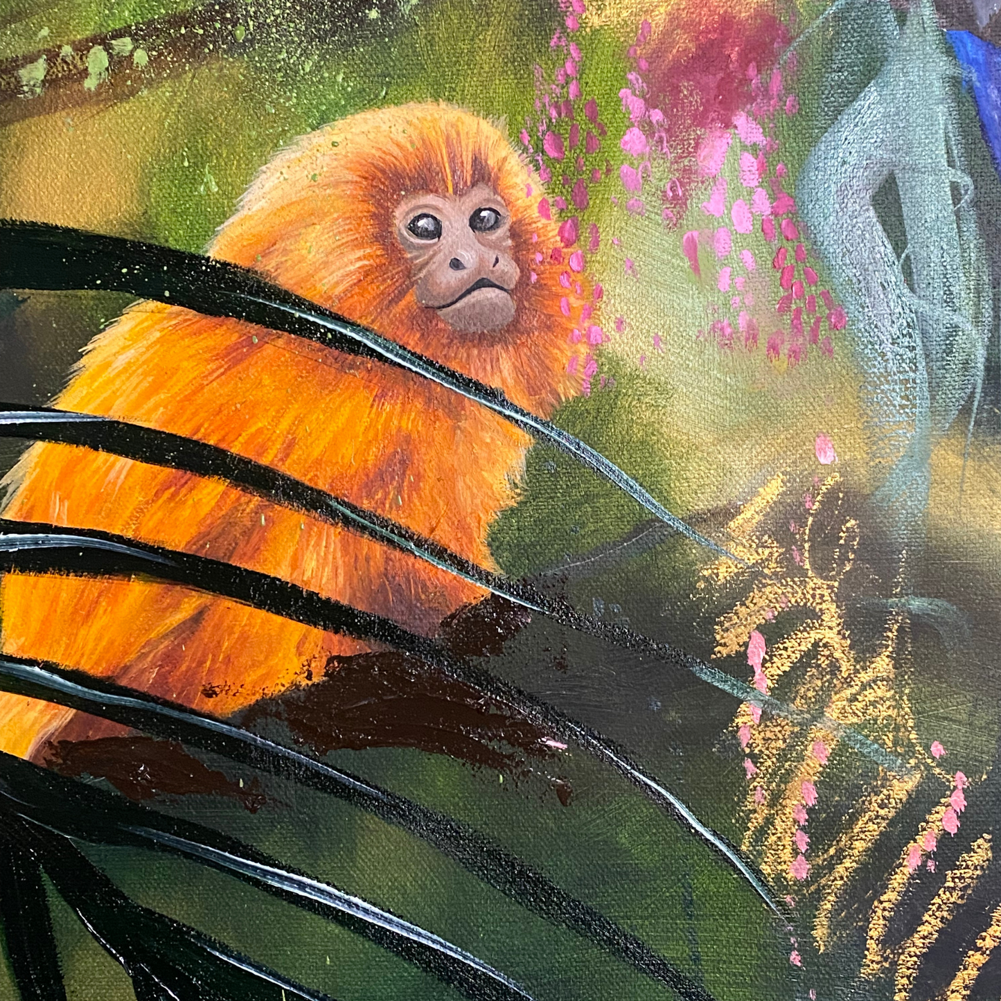 "So Long, Farewell" - oil painting of endangered wildlife of the rainforest