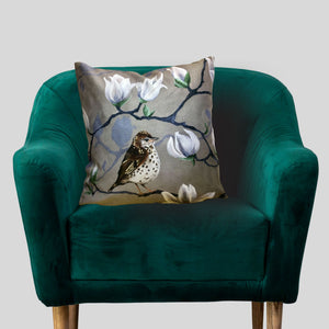 Designer Cushion - Magnolia Flower and Bird