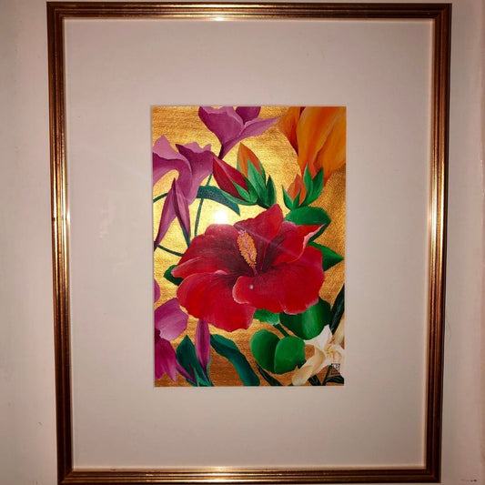 Flowers of Greece, Framed Acrylic Painting
