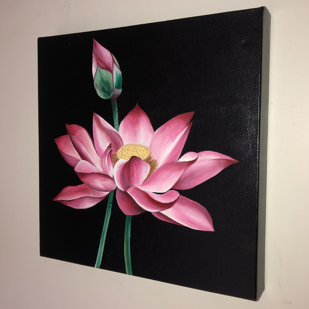 lotus flower painted in acrylics