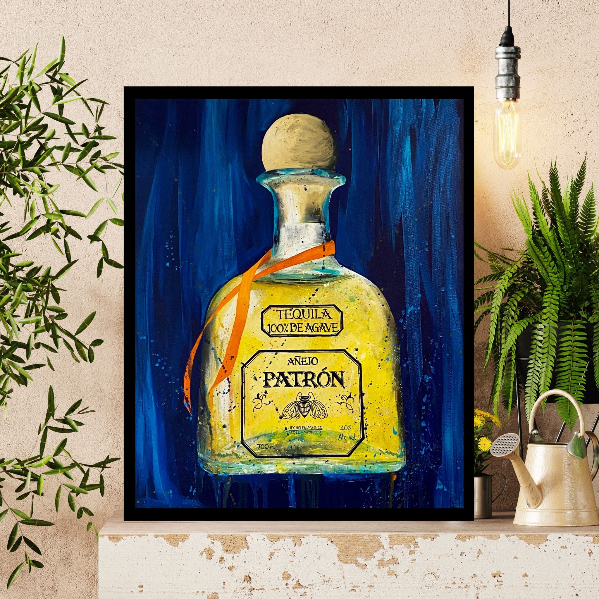Tequila Bottle Art - Acrylic on Canvas