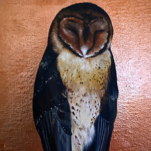 Owl painting on copper leaf